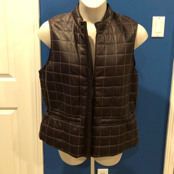 Lafayette 148 Chocolate Brown Leather Vest